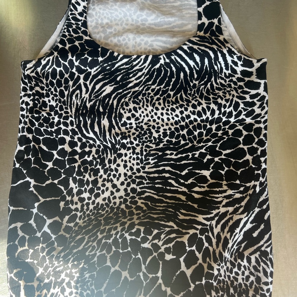 August Silk Black and White Animal Print Blouse